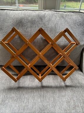 Vintage Wooden Expandable Wall or Table Top Rack - Wine Or Towel Storage